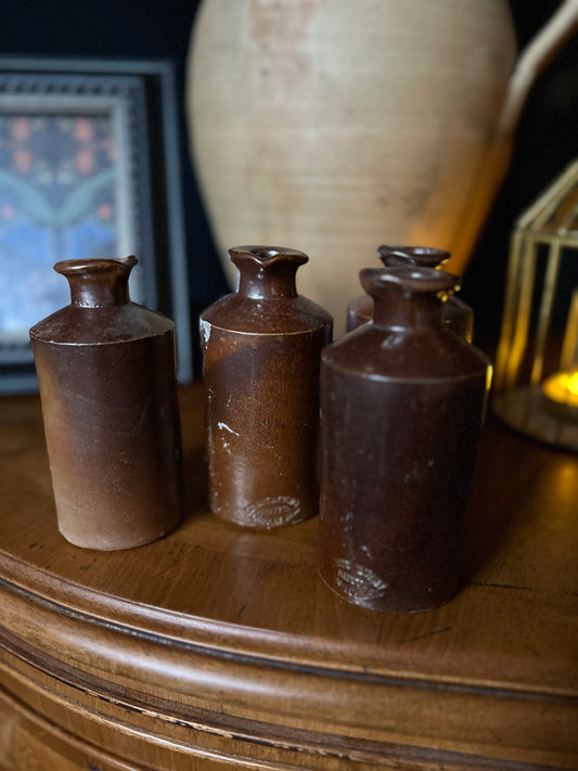 Salvaged ceramic bottle - brown