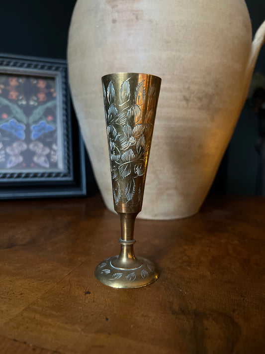 Indian brass goblet / bud vase is