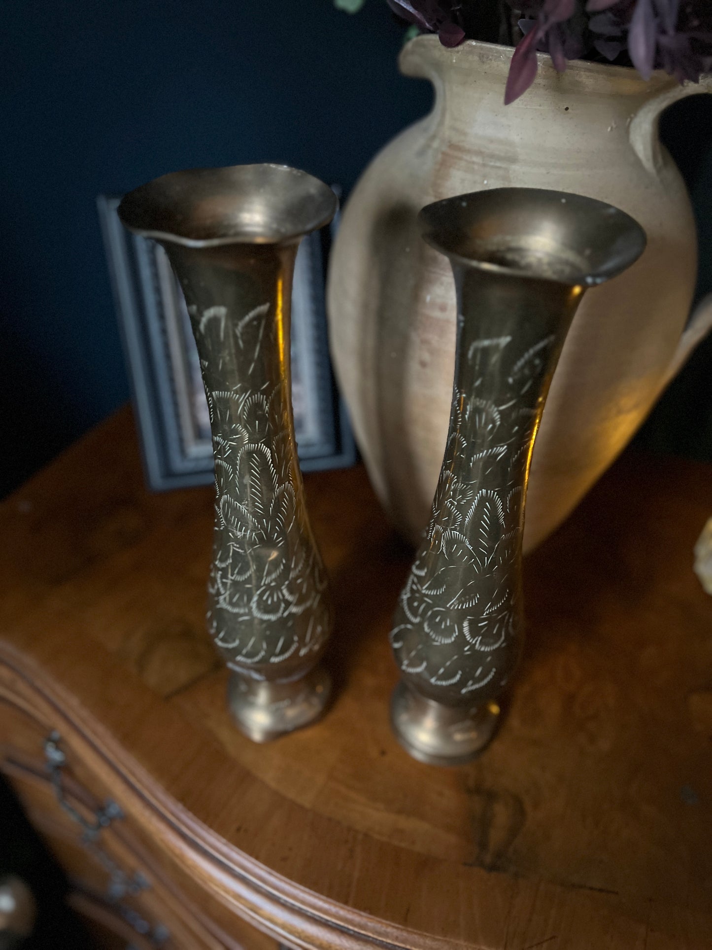 Pair of large brass vases