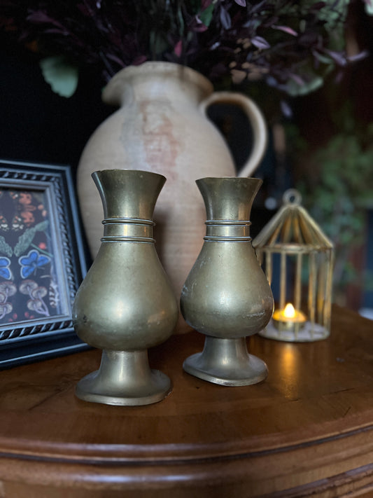 Pair of brass vases