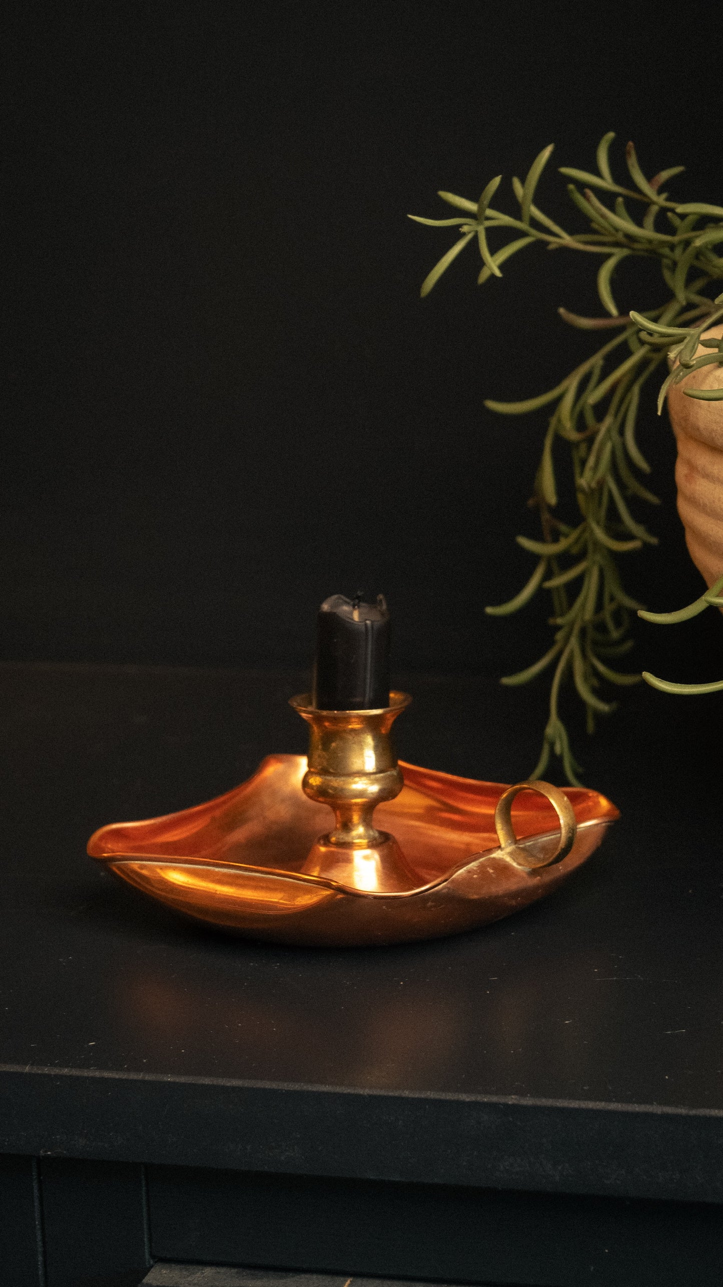 Copper and brass candle holder