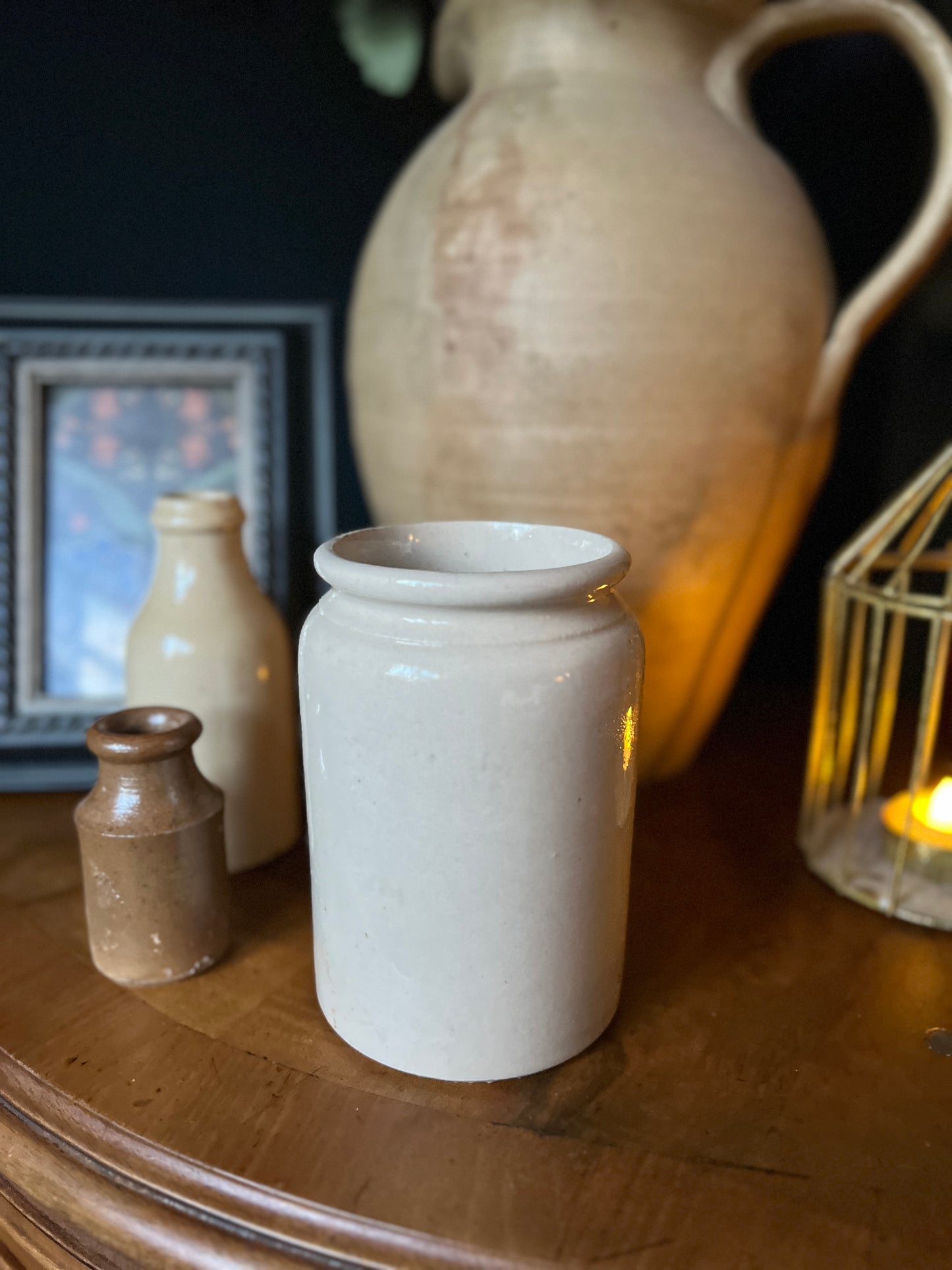 Salvaged glazed storage jar