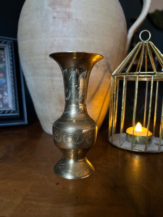 Fluted brass bud vase