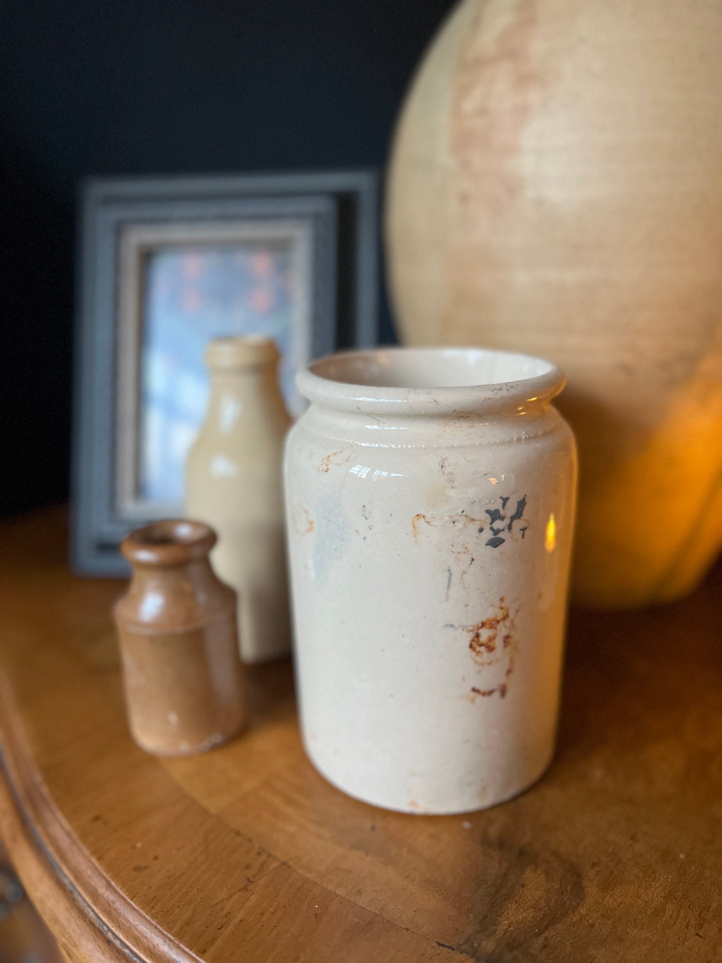 Salvaged glazed storage jar