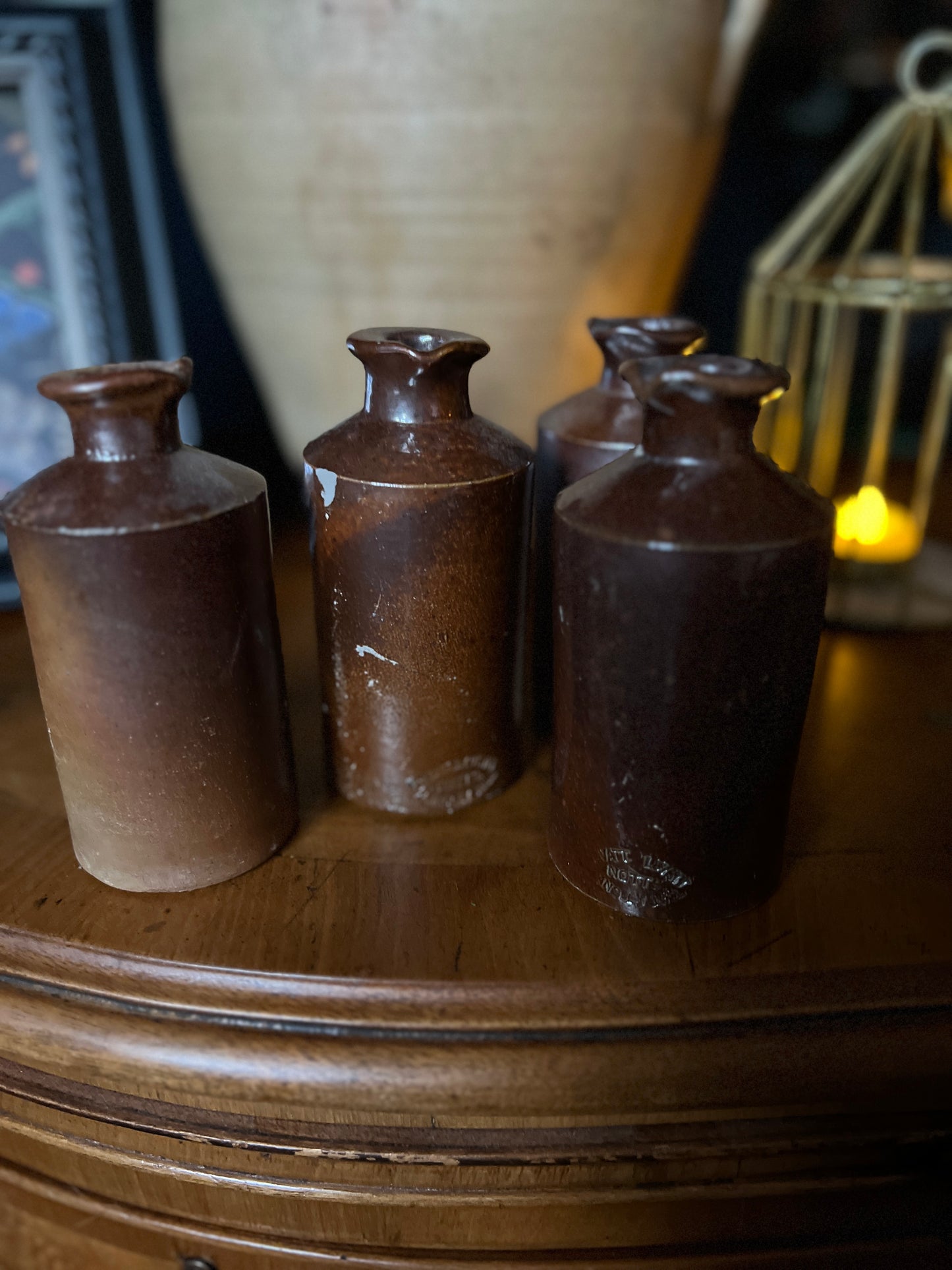 Salvaged ceramic bottle - brown