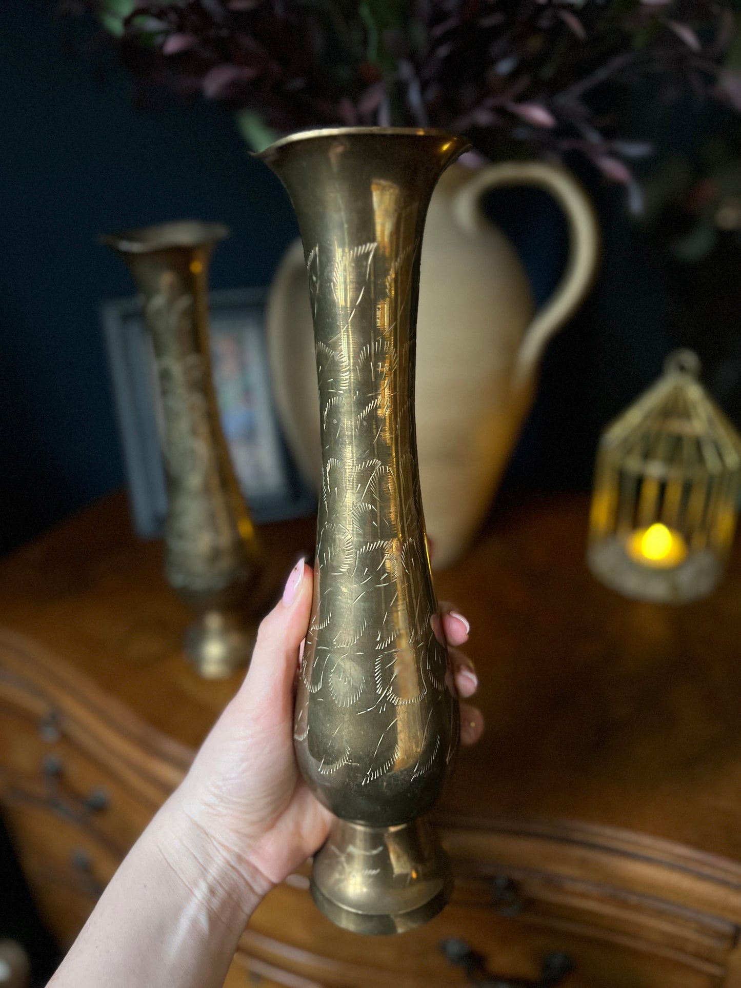 Pair of large brass vases