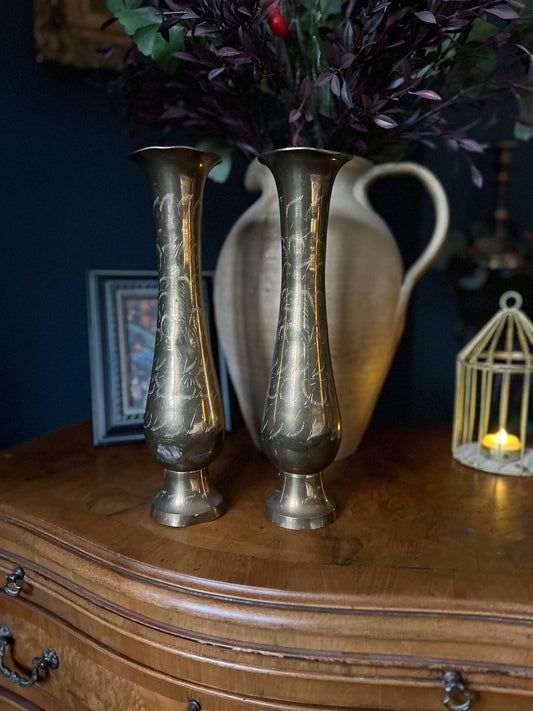 Pair of large brass vases