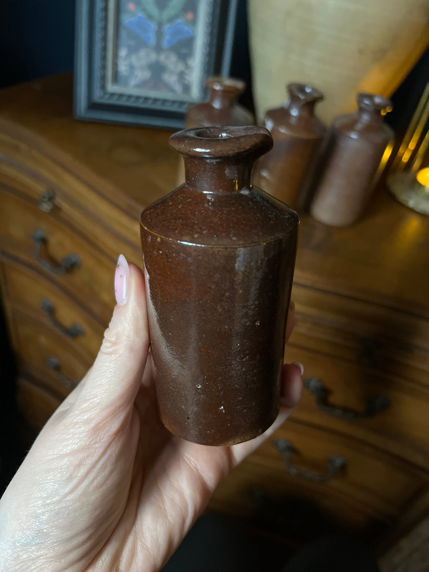 Salvaged ceramic bottle - brown