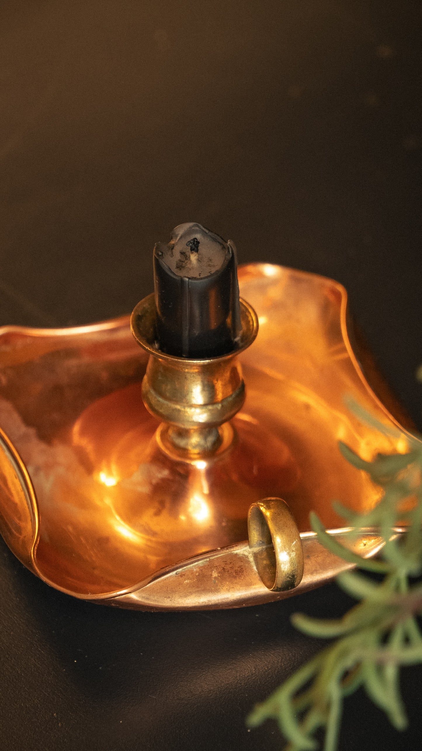 Copper and brass candle holder