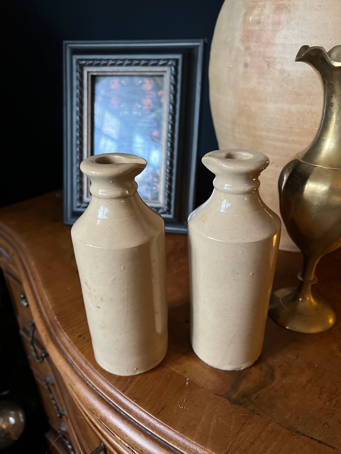 Salvaged glazed bottle - cream