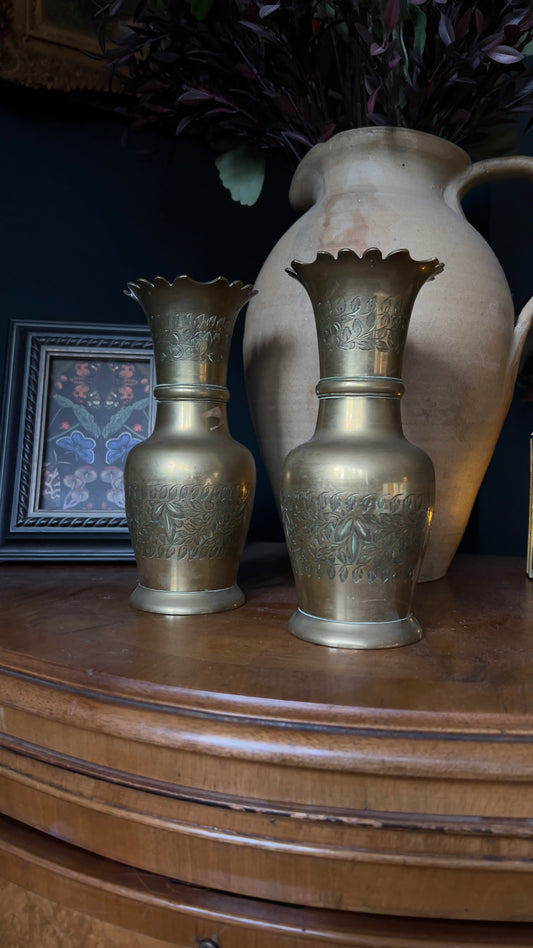 Pair of Indian brass vases