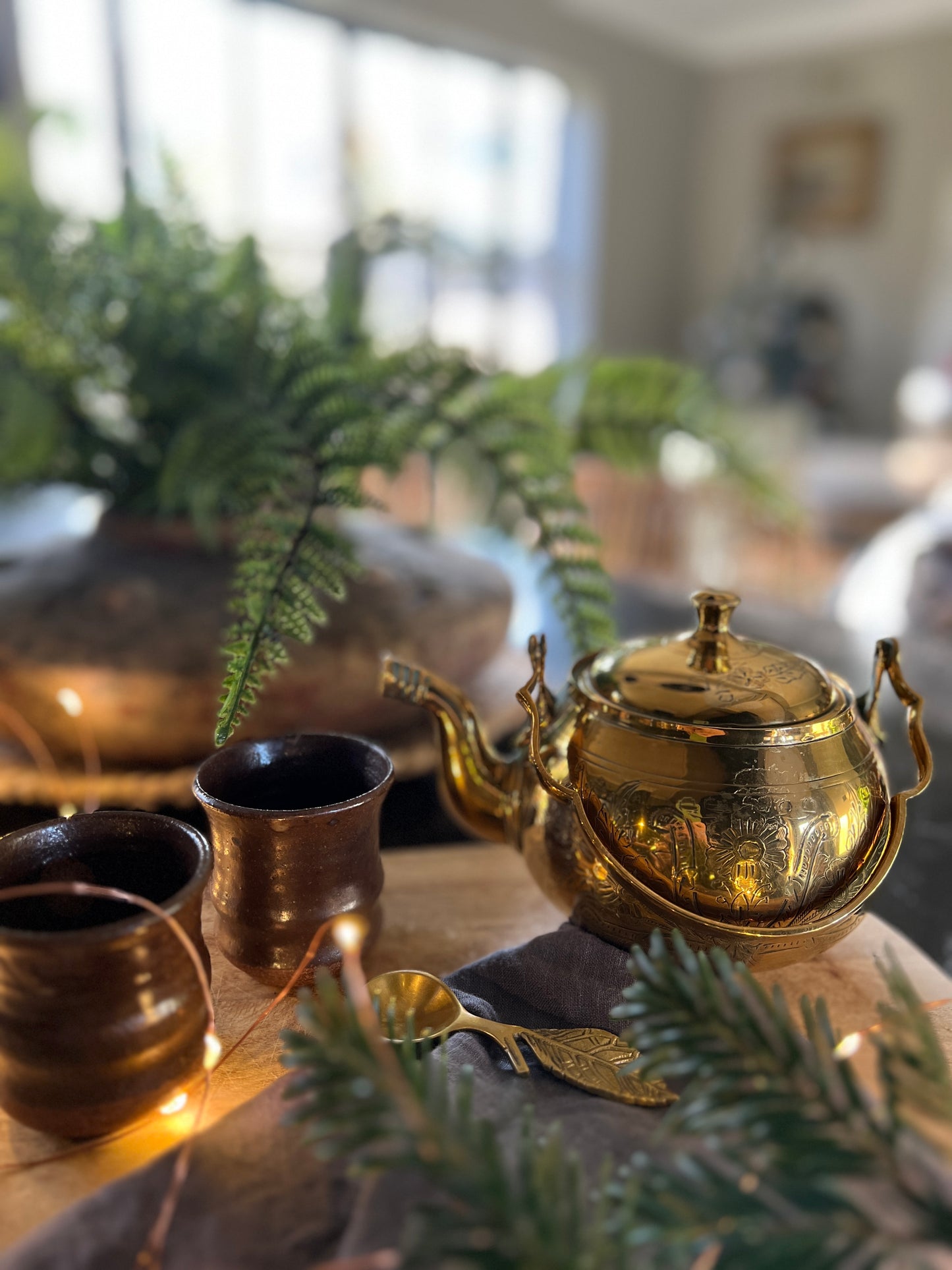 Vintage Etched Brass Teapot
