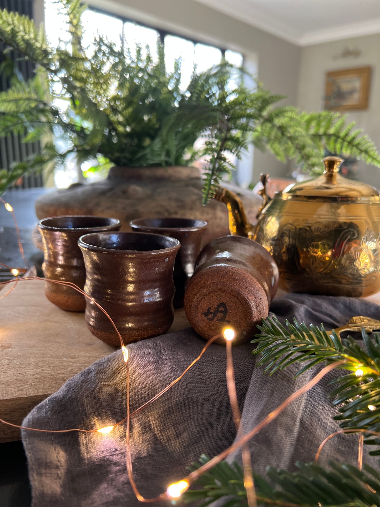 Set of four handmade espresso cups