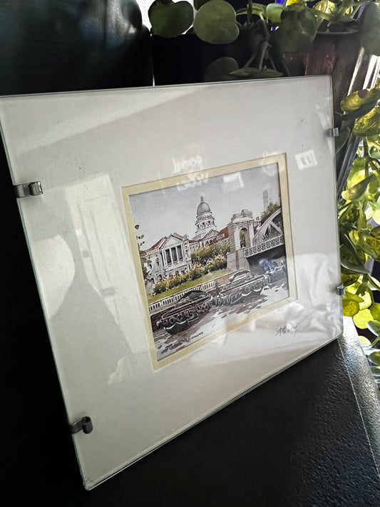 Miniature watercolour of scene in Singapore